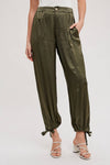 DRAWSTRING CARGO PANTS OLIVE