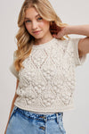 SHORT SLEEVED KNIT PULLOVER NATURAL