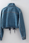 CROPPED DRAWSTRING DENIM JACKET