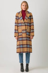 FUZZY PLAID LONG COAT