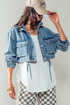 CROPPED DRAWSTRING DENIM JACKET