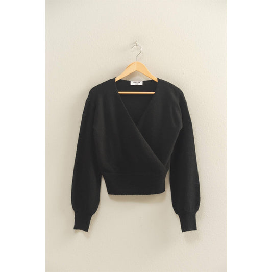 SURPLICE V NECK SWEATER