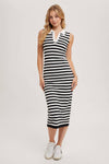 STRIPED MIDI DRESS BLACK