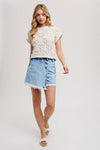SHORT SLEEVED KNIT PULLOVER NATURAL