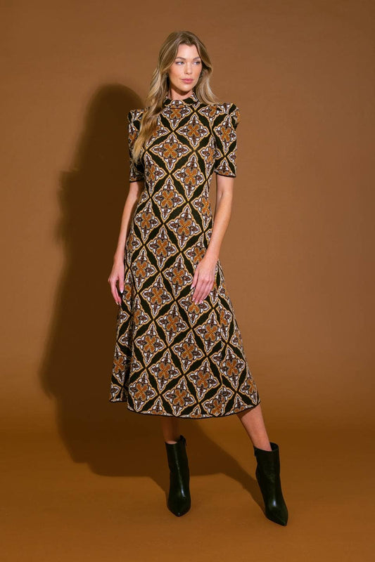 JACQUARD SWEATER MIDI DRESS