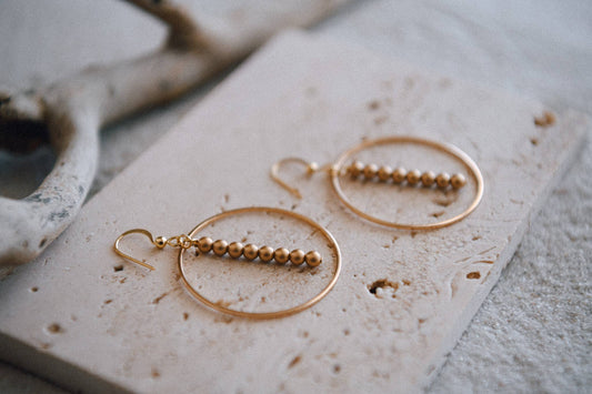 DROP HOOP EARRING : YELLOW GOLD