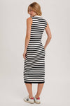 STRIPED MIDI DRESS BLACK