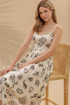 DOODLE PRINT MIDI DRESS