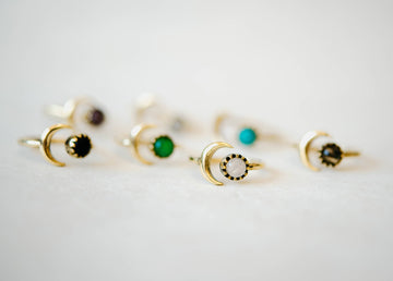 GEMSTONE SUN AND MOON OPEN BRASS RING