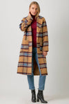 FUZZY PLAID LONG COAT