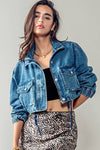 CROPPED DRAWSTRING DENIM JACKET