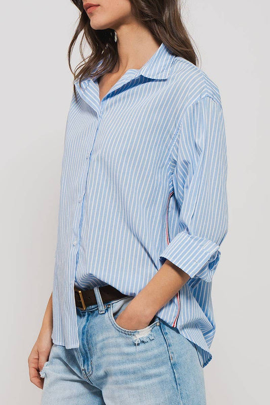 STRIPED TWILL BUTTON SHIRT