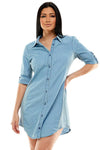 CHAMBRAY MINI SHIRT DRESS