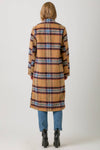 FUZZY PLAID LONG COAT