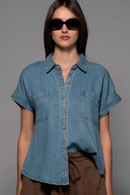 COLLAR DENIM SHIRT