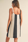 COLOR BLOCK LINEN DRESS