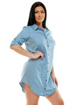 CHAMBRAY MINI SHIRT DRESS