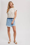 SHORT SLEEVED KNIT PULLOVER NATURAL