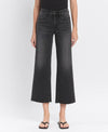 HIGH RISE RAW HEM BLACK JEANS