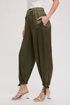 DRAWSTRING CARGO PANTS OLIVE