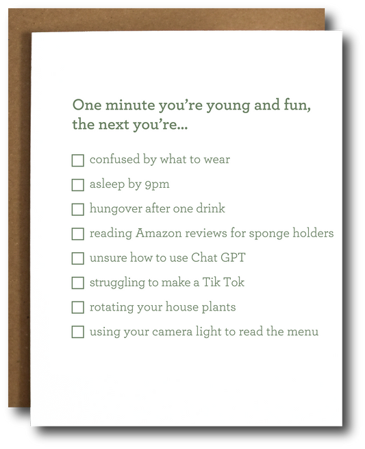 YOUNG AND FUN BIRTHDAY LIST CARD