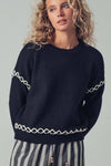 BOLD CONTRAST STITCH KNIT SWEATER