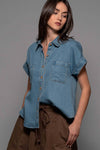 COLLAR DENIM SHIRT