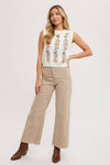 EMBROIDERED KNIT TANK CREAM
