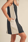 COLOR BLOCK LINEN DRESS
