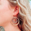 GOLD HOOP QUARTZ OR WOOD EARRINGS