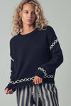 BOLD CONTRAST STITCH KNIT SWEATER
