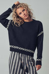 BOLD CONTRAST STITCH KNIT SWEATER