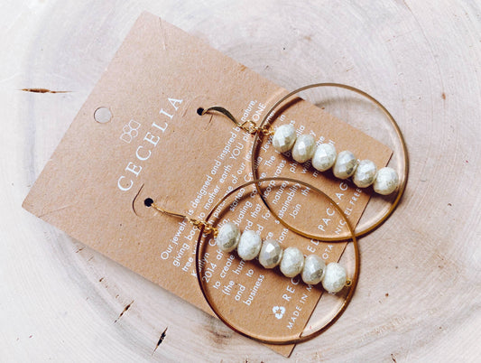 GEMSTONE DROP HOOP EARRING