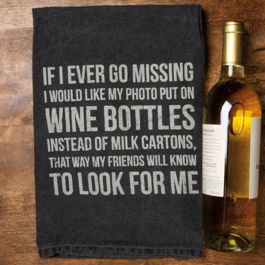 WINE BOTTLES INSTEAD MILK CARTONS KITCHEN TOWEL