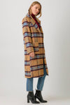 FUZZY PLAID LONG COAT