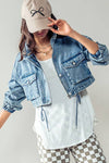 CROPPED DRAWSTRING DENIM JACKET