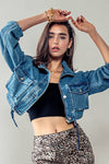 CROPPED DRAWSTRING DENIM JACKET