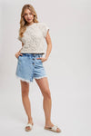 SHORT SLEEVED KNIT PULLOVER NATURAL