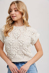 SHORT SLEEVED KNIT PULLOVER NATURAL