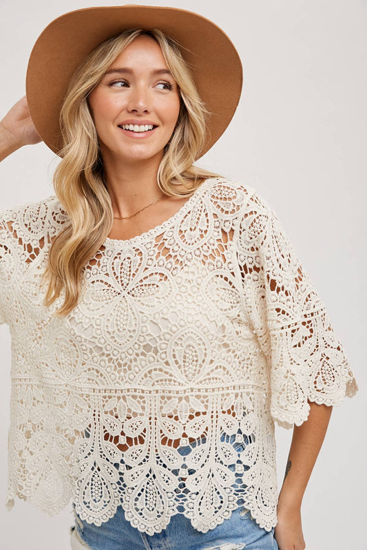 CROCHET LACE TOP NATURAL