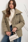 ELASTIC WAIST ZIP UP PUFFER JACKET