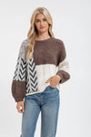 COLORBLOCK CABLE KNIT SWTR