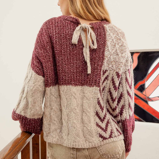 COLORBLOCK CABLE KNIT SWTR