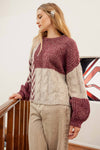 COLORBLOCK CABLE KNIT SWTR