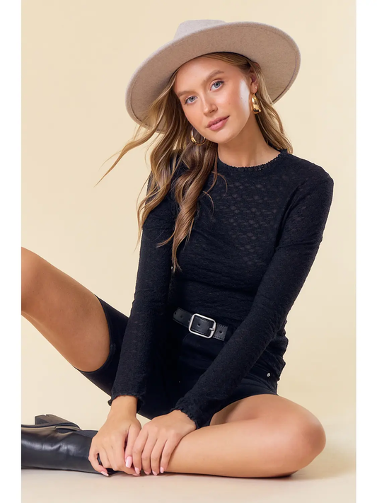 STRETCH KNIT TOP BLK