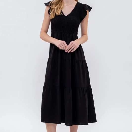 FLUTTER SLEEVE MAXI DRESS