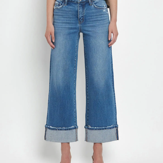 HIGH RISE WIDE CUFF JEANS