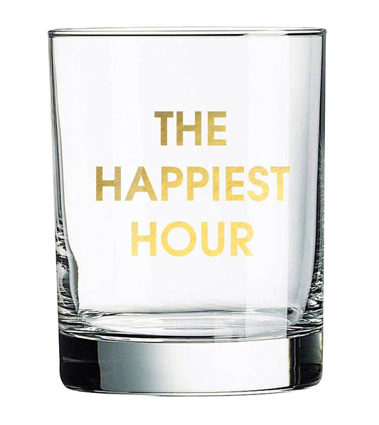 THE HAPPIEST HOUR ROCKS GLASS