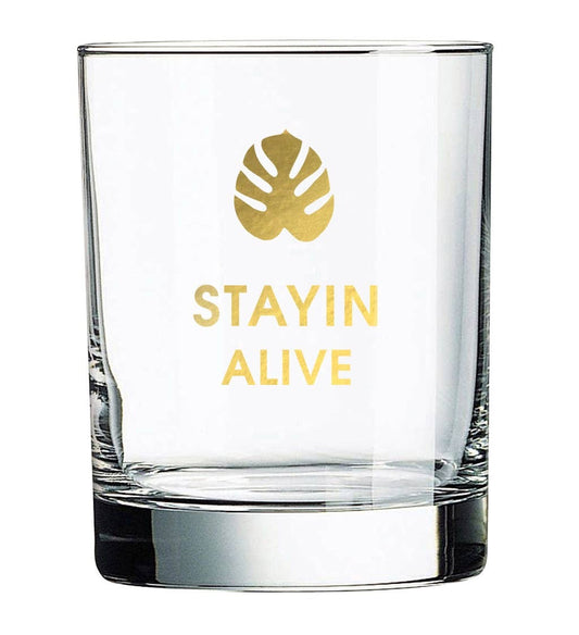 STAYIN ALIVE ROCKS GLASS