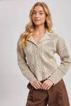 BUTTON DOWN SCALLOPED HEM CARDIGAN